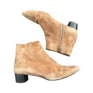 Theory Camel Suede Ankle Booties